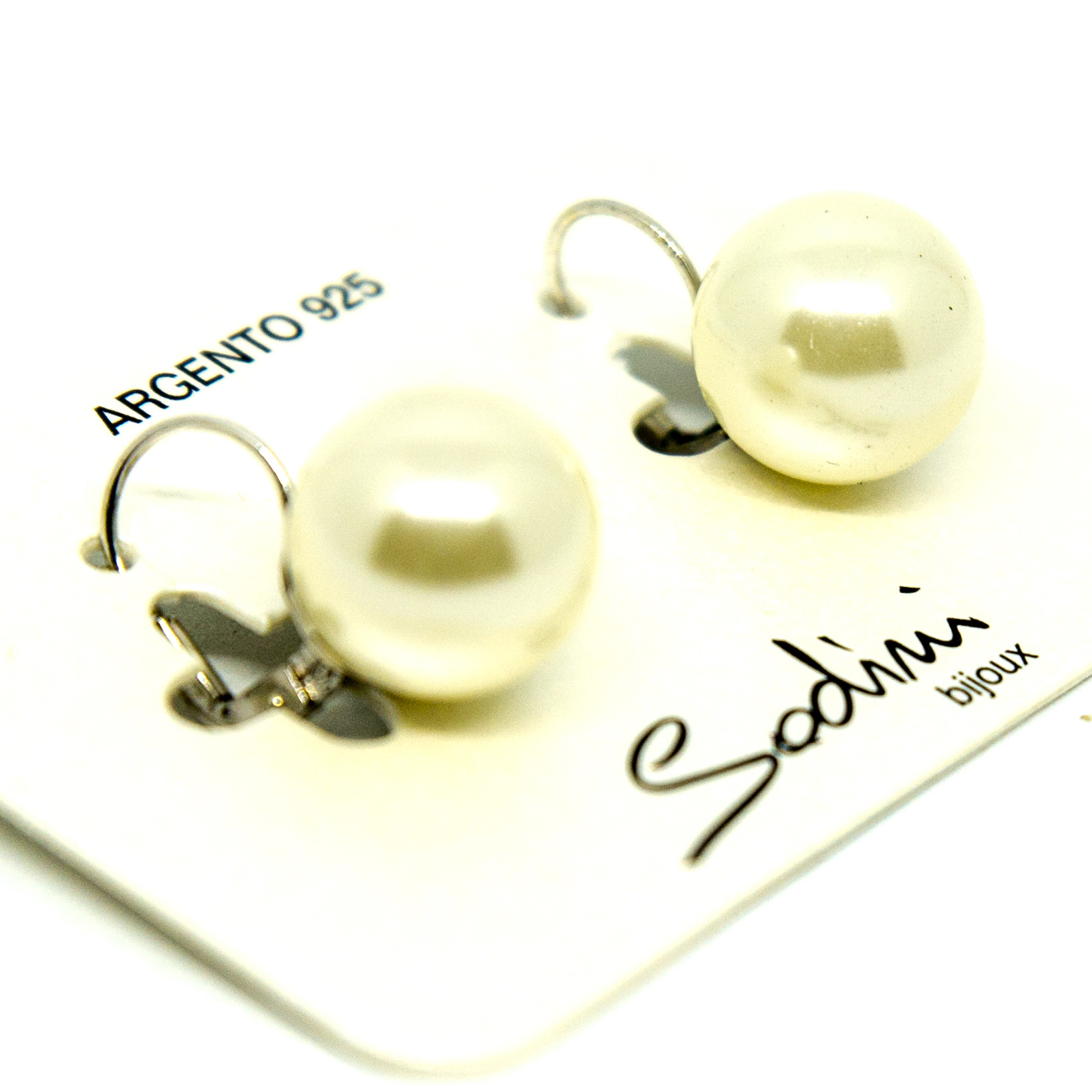 ORECCHINO A BOCCOLA IN ARGENTO 925 CON PERLA BIANCA GRANDE