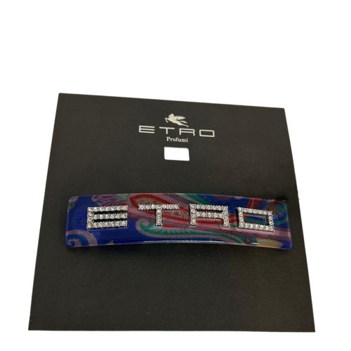 BARRETTA VETRIFICATA LOGO STRASS BLU