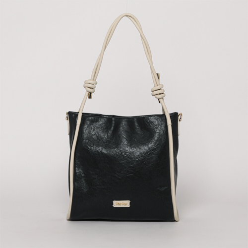 BORSA SHOPPER CON DETTAGLI IN CONTRASTO NERA