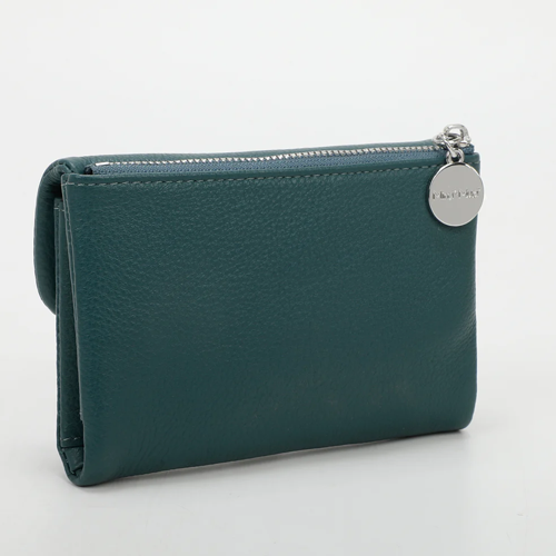 PORTAFOGLIO MEDIO IN PELLE CON PATTA -BLU OTTANIO