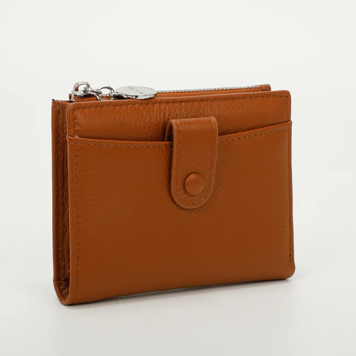 PORTAFOGLIO MEDIO IN PELLE CON ZIP LATERALE – CUOIO