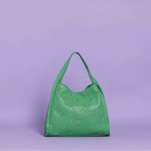 BORSA A SPALLA CON TRAMA "MIMI-MUA" Verde-Bandiera