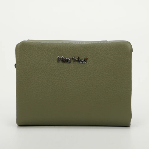 PORTAFOGLIO MEDIO IN PELLE PIEGATO IN TRE PARTI - VERDE OLIVA