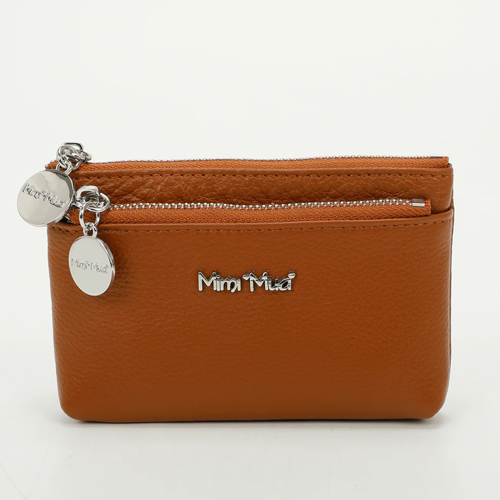 PORTAMONETE MEDIO IN PELLE CON DOPPIA ZIP – CUOIO