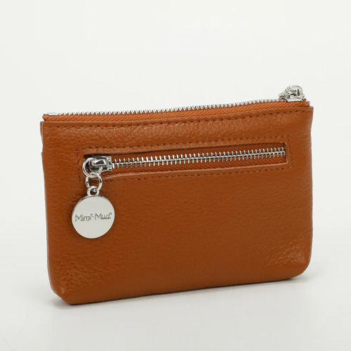 PORTAMONETE MEDIO IN PELLE CON DOPPIA ZIP – CUOIO