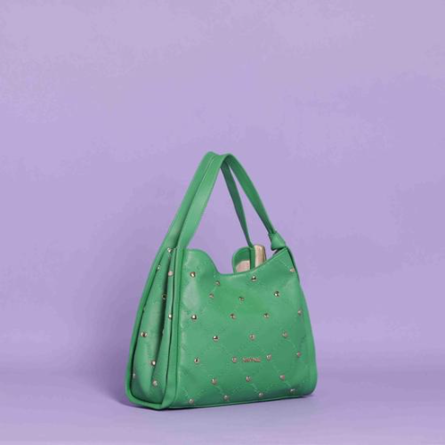 BORSA A SPALLA CON TRAMA "MIMI-MUA" Verde-Bandiera