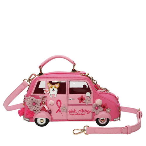 Borsa ''Pink Taxi'' Vendula X Pink Ribbon Foundation - London Cats & Corgis Floral