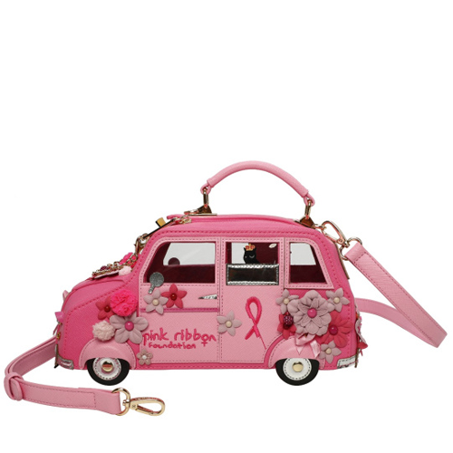 Borsa ''Pink Taxi'' Vendula X Pink Ribbon Foundation - London Cats & Corgis Floral