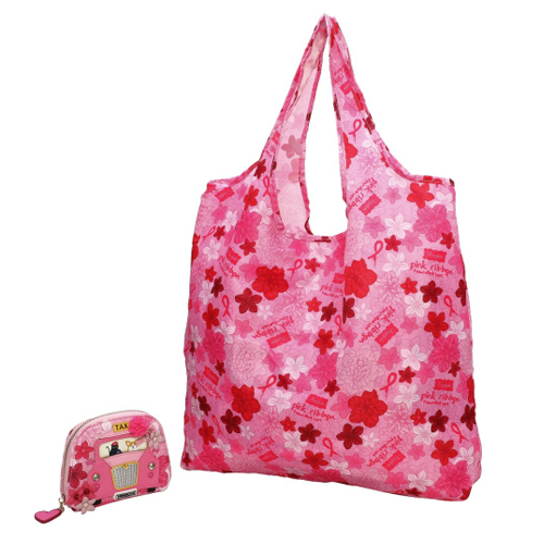 Portamonete Con Clip e Borsa Shopper pieghevole Vendula X Pink Ribbon Foundation - London Cats & Corgis Floral