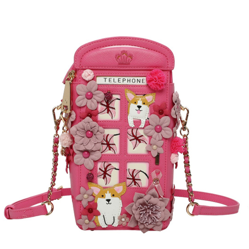 Borsa ''Telephone Box'' Vendula X Pink Ribbon Foundation - London Cats & Corgis Floral