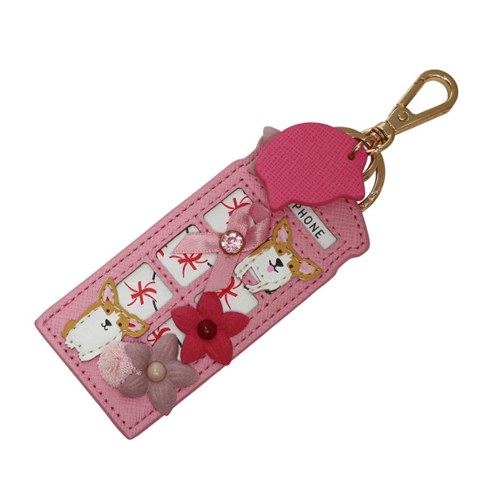 Portachiavi ''Telephone Box'' Vendula X Pink Ribbon Foundation - London Cats & Corgis Floral