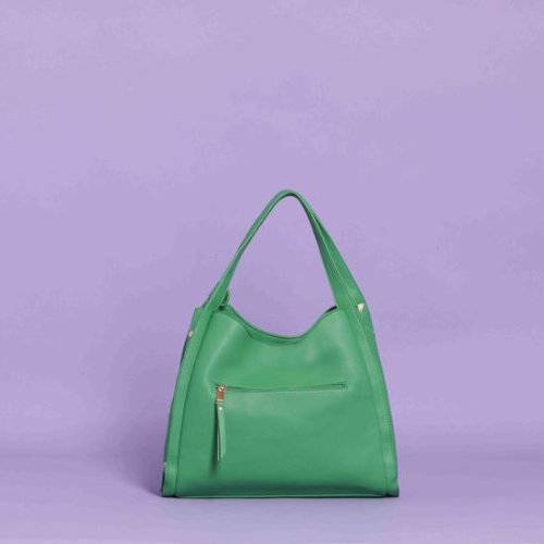 BORSA A SPALLA CON TRAMA "MIMI-MUA" Verde-Bandiera