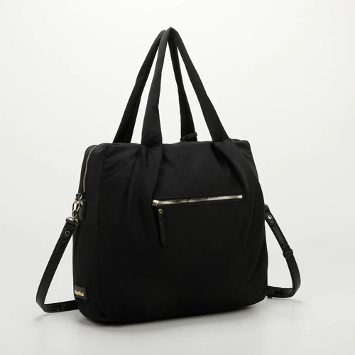 BORSA A SPALLA IN NYLON MORBIDA – NERO