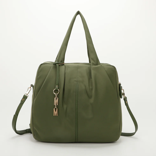 BORSA A SPALLA IN NYLON MORBIDA -VERDE OLIVA