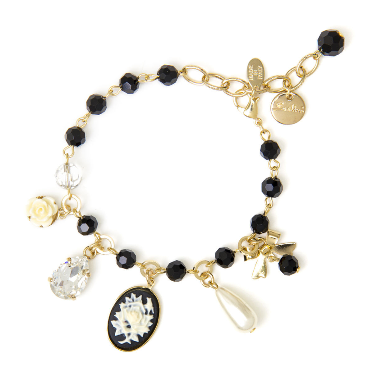 BRACCIALE CON PERLINE E CHARM NERO ART. 330555