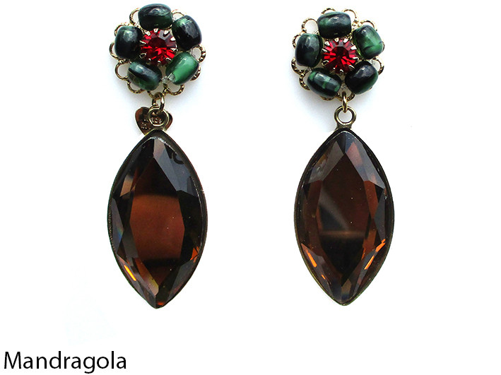 ORECCHINI MANDRAGOLA CON PENDENTE MARRONE ART.16106