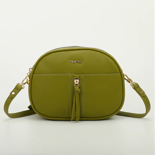 BORSA A TRACOLLA CON DETTAGLIO ZIP - VERDE OLIVA