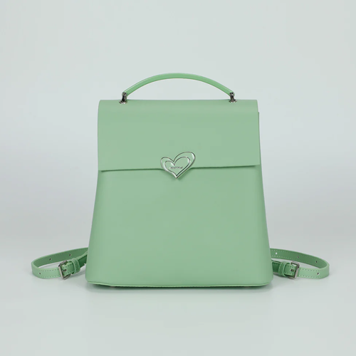 ZAINO CON PATTA E CHIUSURA A CUORE VERDE ACQUA