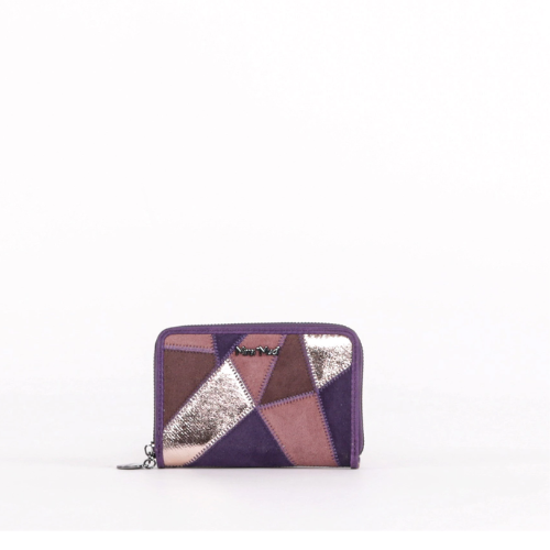 PORTAFOGLIO MEDIO CON PATCHWORK VIOLA