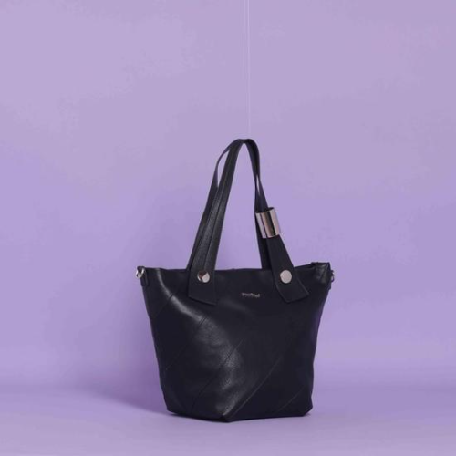 BORSA SHOPPER CON MOTIVO DIAGONALE Nero