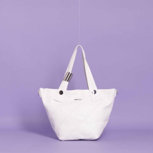 MIM BORSA SHOPPER CON MOTIVO DIAGONALE Bianco