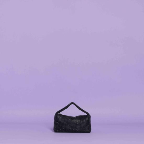 BORSA A MANO CON RETE DI STRASS Nero