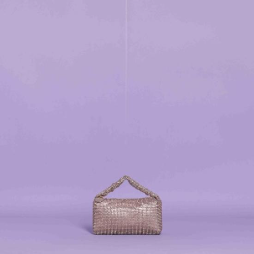 BORSA A MANO CON RETE DI STRASS Champagne