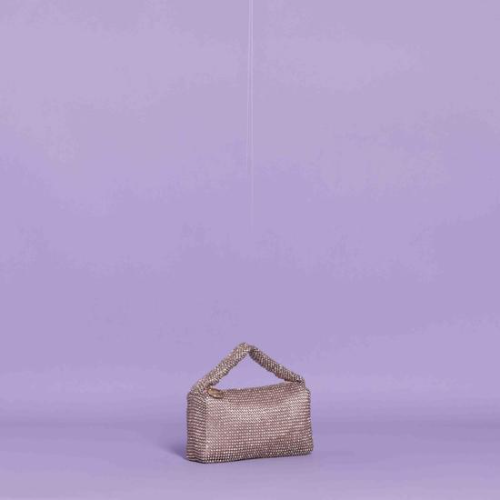 BORSA A MANO CON RETE DI STRASS Champagne
