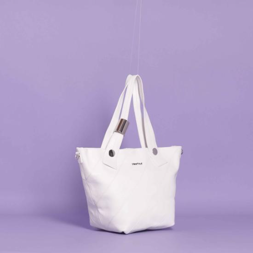 MIM BORSA SHOPPER CON MOTIVO DIAGONALE Bianco