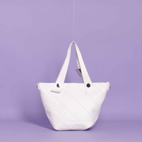 MIM BORSA SHOPPER CON MOTIVO DIAGONALE Bianco
