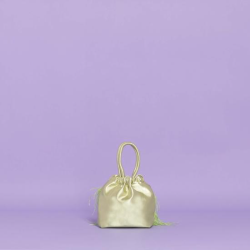 BORSA SACCHETTO CON PIUME Verde lime