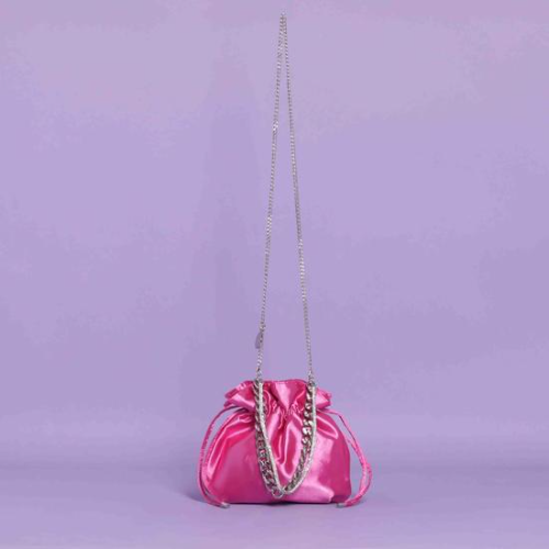 BORSA SACCHETTO CON MANICO IN STRASS Rosa