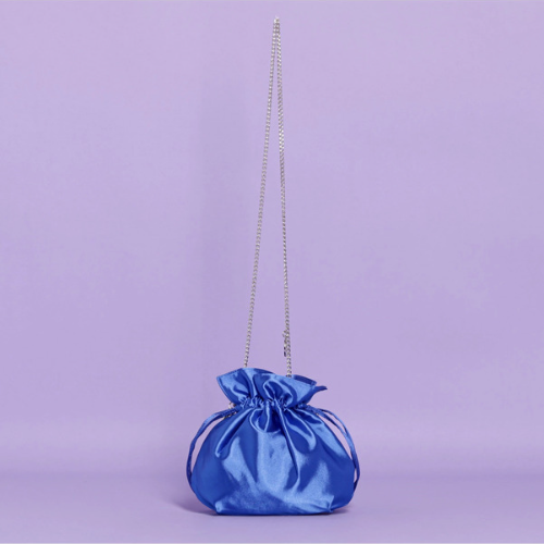 BORSA SACCHETTO CON MANICO IN STRASS Bluette