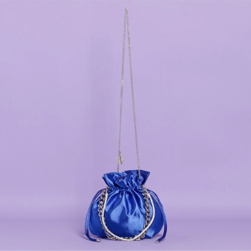 BORSA SACCHETTO CON MANICO IN STRASS Bluette