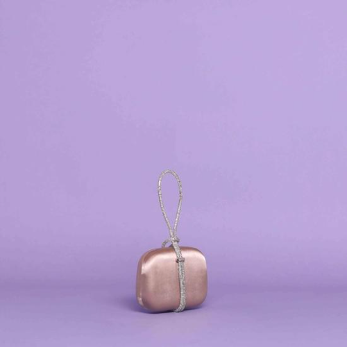 BORSA A MANO IN RASO Champagne
