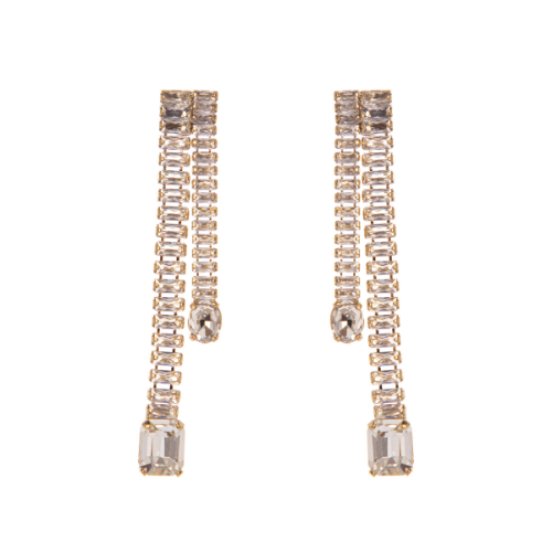 Orecchini A Due Fili Asimmetrici Cometa Bianco