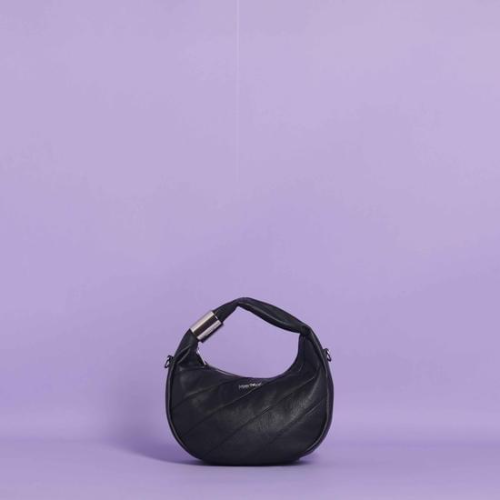 BORSA HOBO PICCOLA CON MOTIVO DIAGONALE Nero