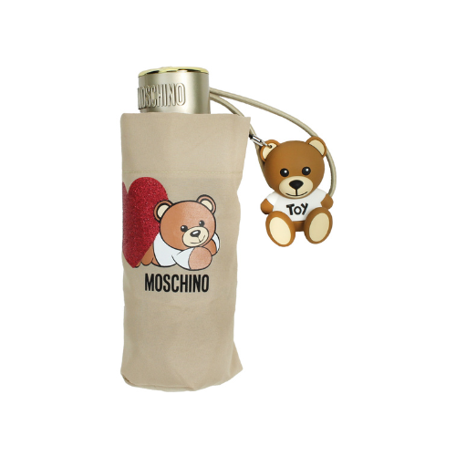 Ombrello Moschino supermini  Teddy Heart  + pendente teddy - dark beige