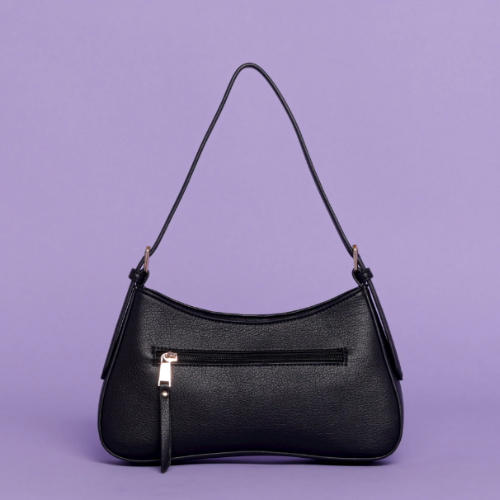 BORSA A SPALLA CON MACROINTRECCIO - Nero