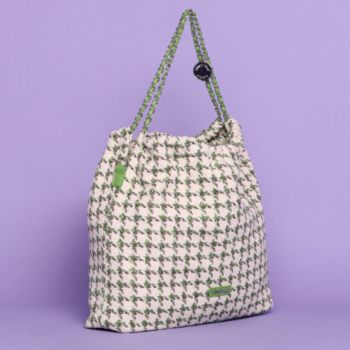 BORSA SACCHETTO A SPALLA IN TWEED - Verde Prato