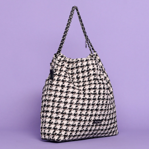 BORSA SACCHETTO A SPALLA IN TWEED - Nero