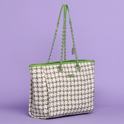 BORSA SHOPPER IN TWEED - Verde