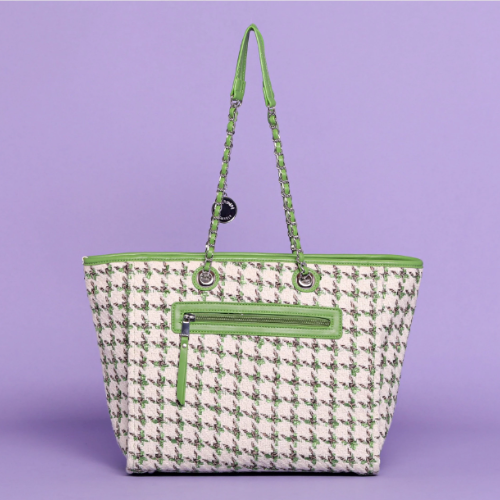 BORSA SHOPPER IN TWEED - Verde