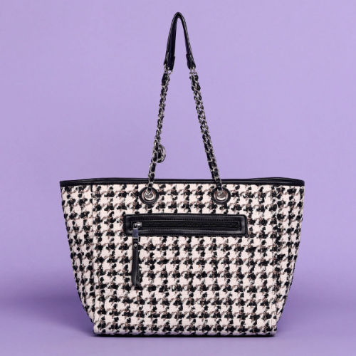 BORSA SHOPPER IN TWEED - Nero