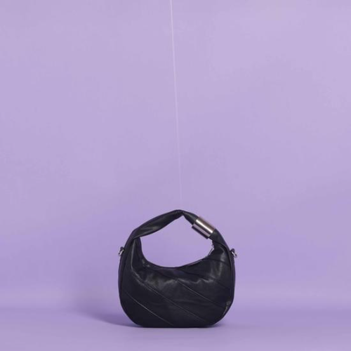 BORSA HOBO PICCOLA CON MOTIVO DIAGONALE Nero