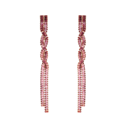 Orecchini A Due Fili Cometa Rosa