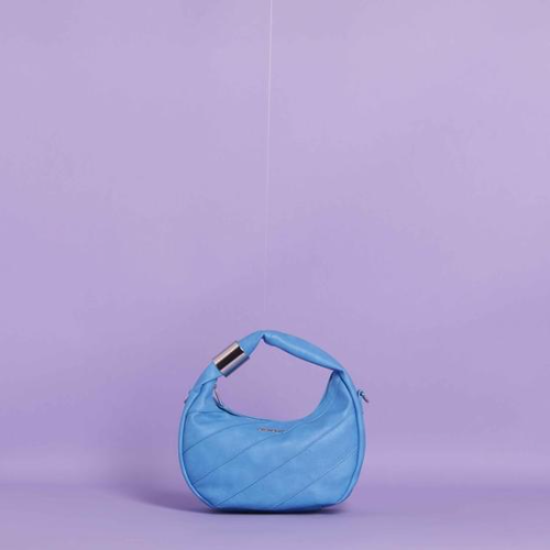 BORSA HOBO PICCOLA CON MOTIVO DIAGONALE Azzurro