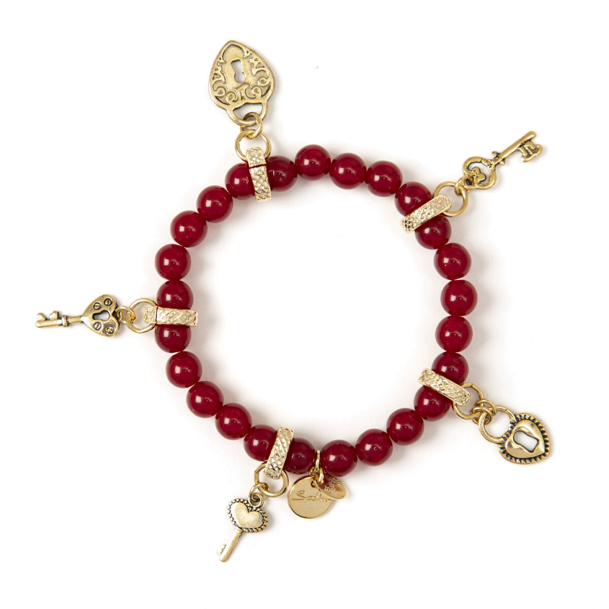 BRACCIALE ELASTICO CON CIONDOLINI ROSSO ART.330802T