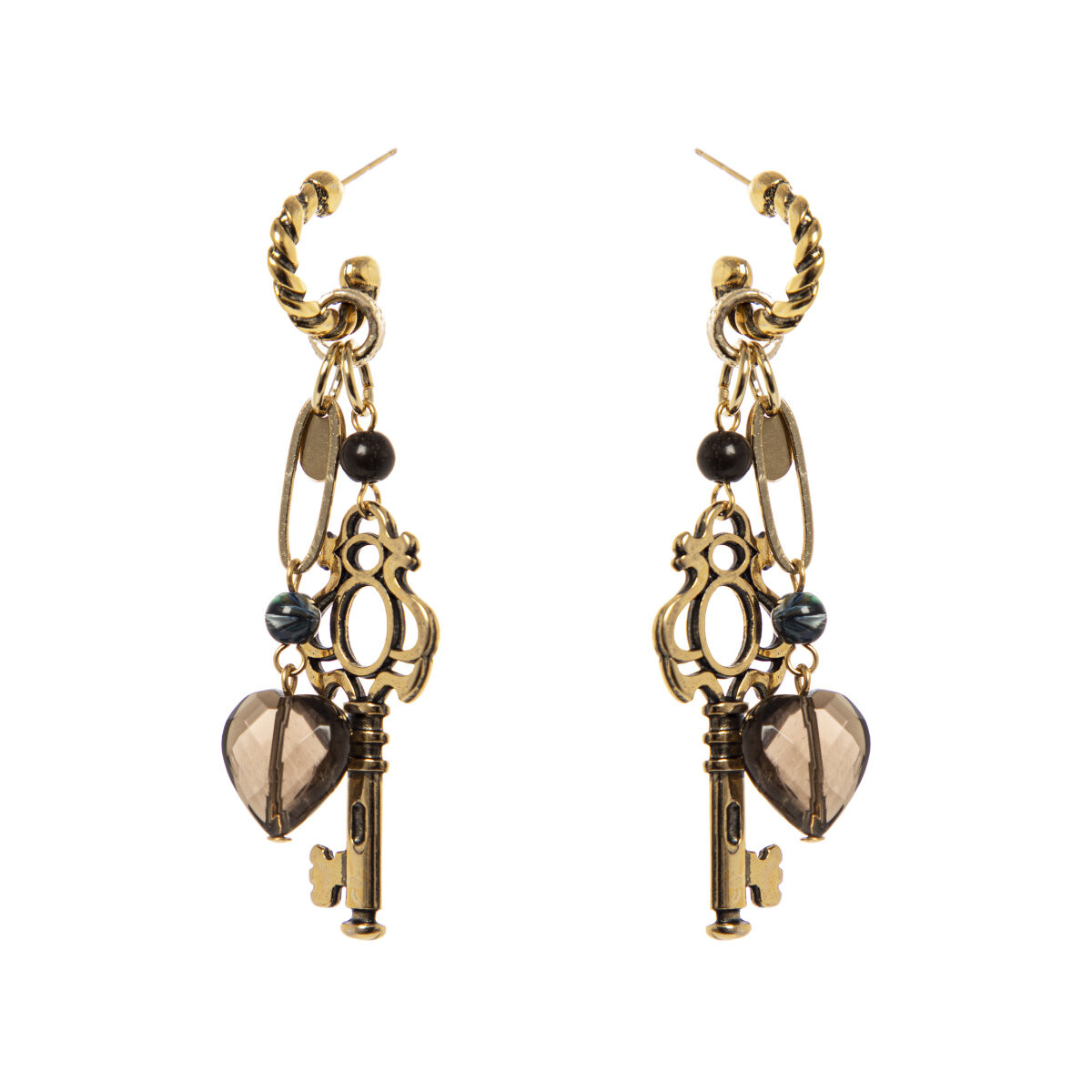 ORECCHINI SEMICERCHIO CON GRANDE CHIAVE BLU ART.330806H