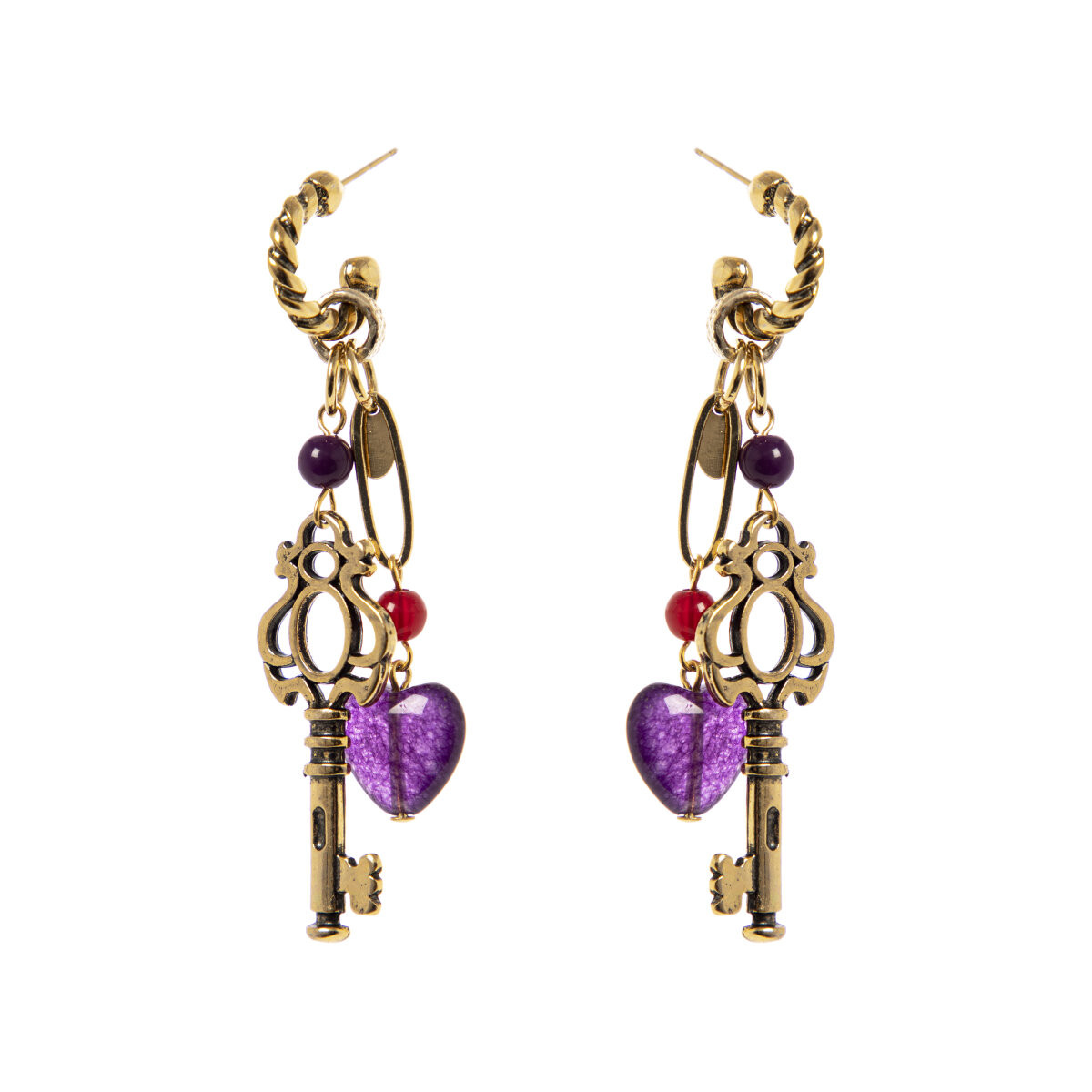 ORECCHINI SEMICERCHIO CON GRANDE CHIAVE VIOLA ART.330806T